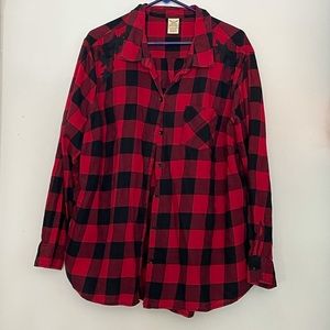 Plus size plaided long sleeve
